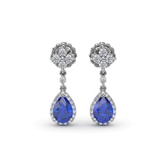 Fana Sapphire And Diamond Teardrop Dangle Earrings