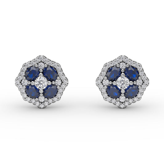Fana Striking Sapphire And Diamond Stud Earrings