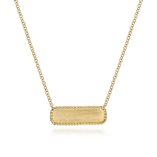 Gabriel & Co. Rectangular Id Pendant Necklace With Twisted Rope Frame