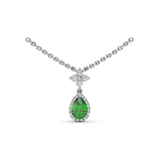 Fana Gold Emerald And Diamond Teardrop Necklace