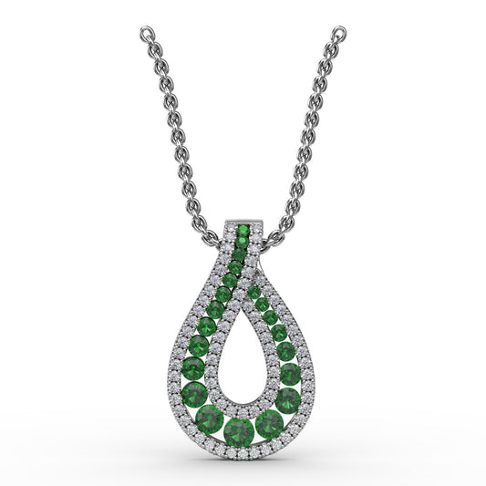 Fana Gold Infinity Loop Emerald Pendant
