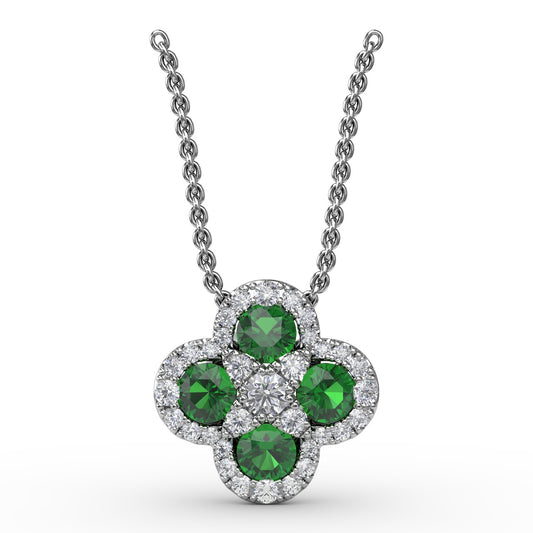 Fana Gold Flower Emerald And Diamond Pendant