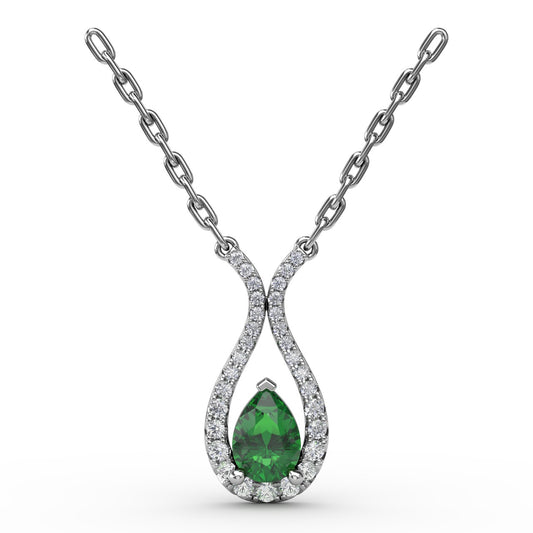 Fana Gold Feel The Love Emerald And Diamond Pendant