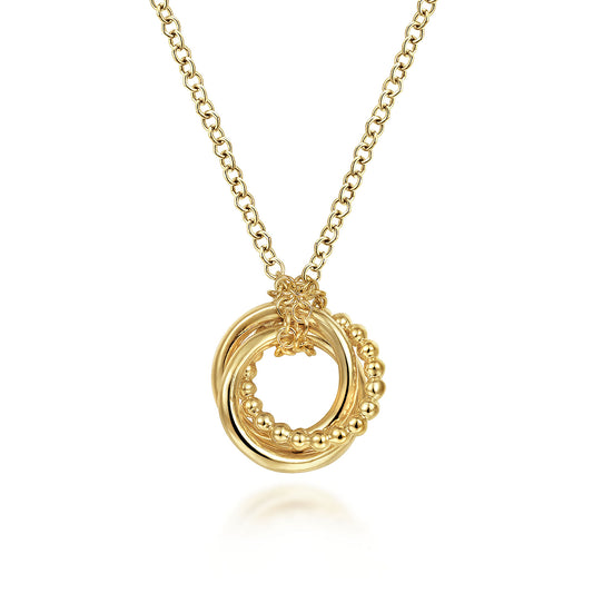 Gabriel & Co. Plain And Bujukan Beaded Interlocking Circles Pendant Necklace
