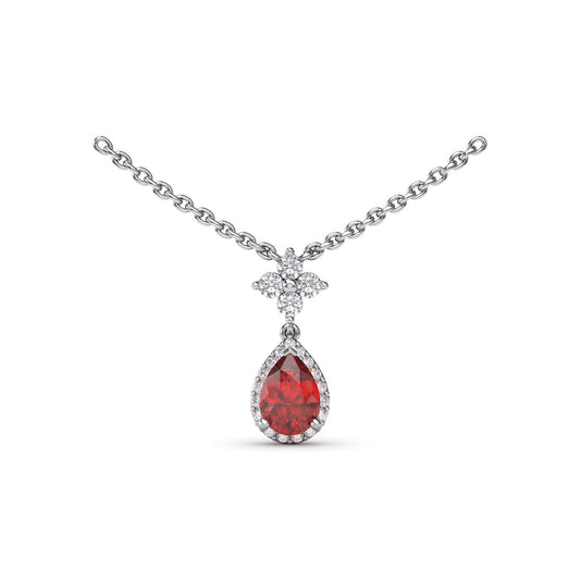 Fana Gold Ruby And Diamond Teardrop Necklace