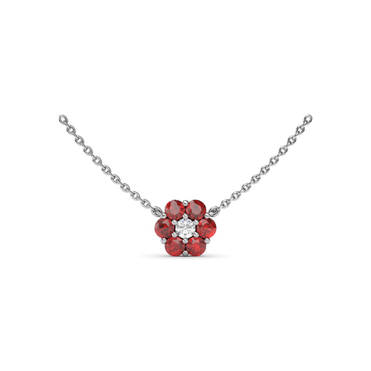 Fana Gold Floral Ruby And Diamond Necklace