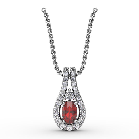 Fana Gold Halo Teardrop Ruby And Diamond Pendant