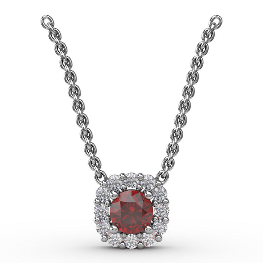 Fana Gold Classic Round Ruby And Diamond Pendant