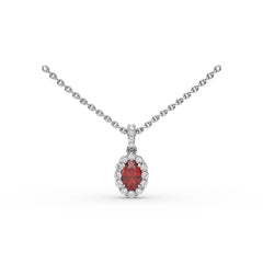 Fana Gold Ruby And Diamond Halo Necklace