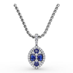 Fana Gold Marquise Sapphire And Diamond Pendant