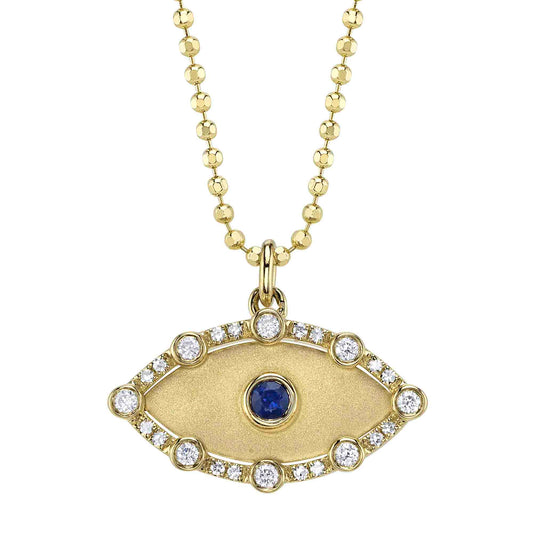 Shy Creation Diamond and Blue Sapphire Necklace