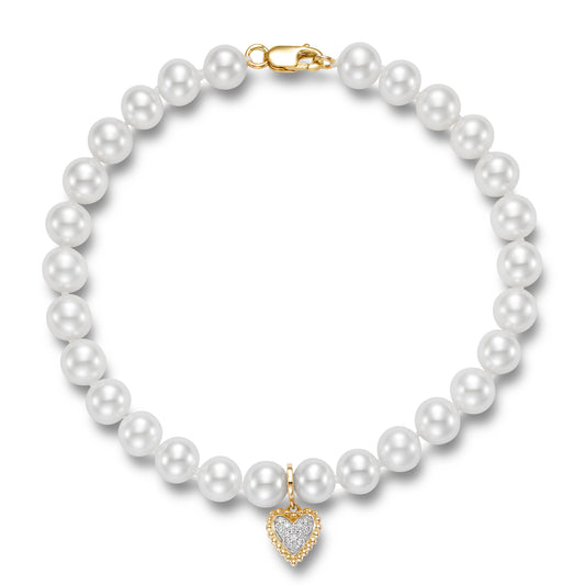 Heart Charm Pearl Bracelet