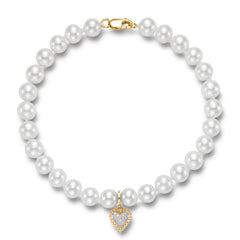 Heart Charm Pearl Bracelet