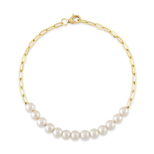 Shy Creation Cultured Pearl Paper Clip Link Bracelet