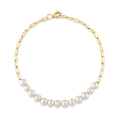Shy Creation Cultured Pearl Paper Clip Link Bracelet