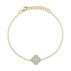 Shy Creation Diamond & Mother Of Pearl 14K Clover Bracelet