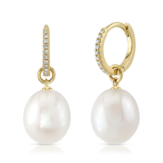 Shy Creation 14K Diamond & Cultured Pearl Earring