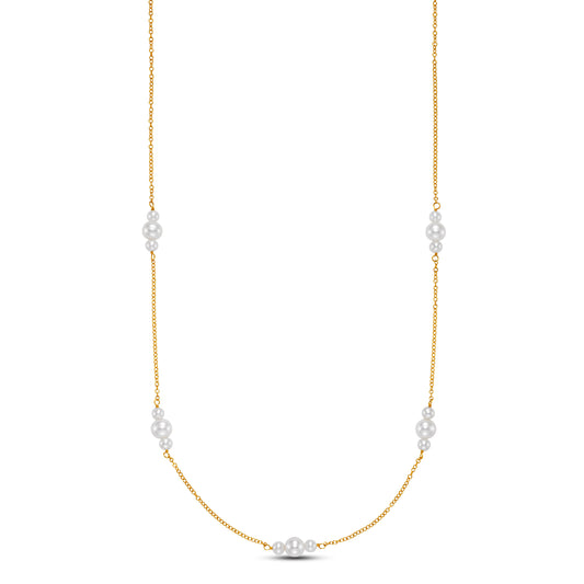 Three Pearl Station Necklace