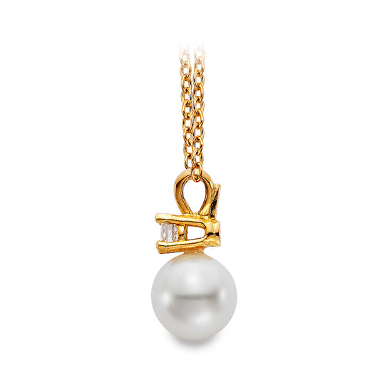 6.5-7MM Freshwater Pearl & Diamond Pendant