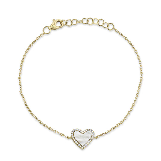 Shy Creation Diamond & Mother Of Pearl 14K Heart Bracelet