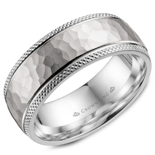 Crown Ring 8MM Carved Wedding Band