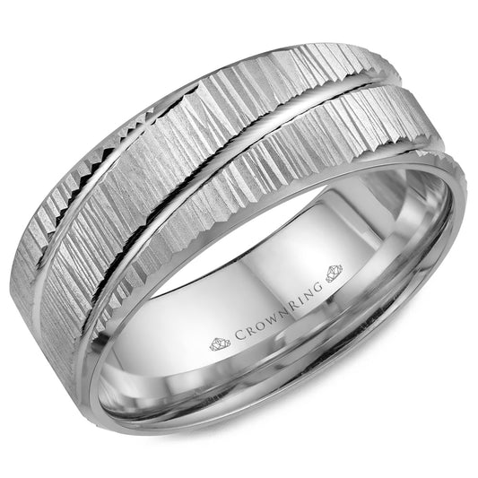 Crown Ring 8MM Carved Wedding Band