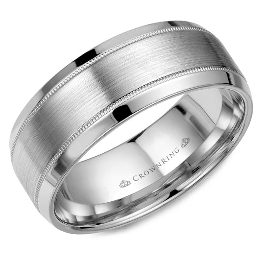 Crown Ring 8MM Classic Milgrain Band